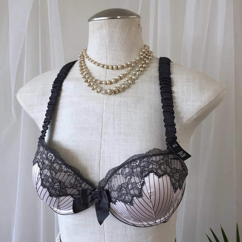 Vintage Pin-Stripe Lingerie Set (Bra + Garter) - Picture 3 of 5